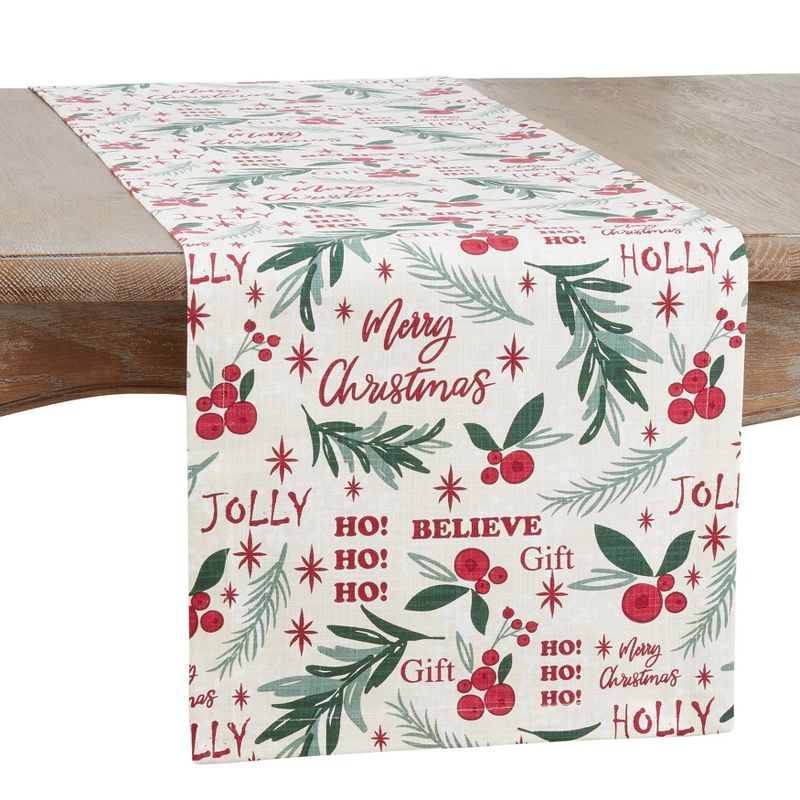 Saro Lifestyle Holly Christmas Design Table Runner, 1 of 4