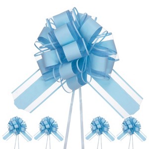 Unique Bargains Plastic Flower Ribbon Satin Gift Bow Pull Bows 12 Pcs - 1 of 4