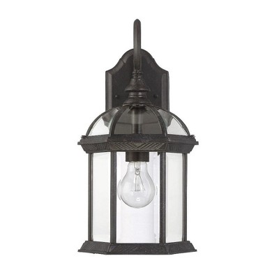 Textured Black Mission Style Outdoor Wall Lantern