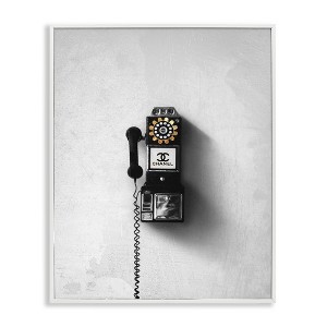 Stupell Industries Vintage Fashion Dial Phone Glam Pop Black White Framed Giclee Art - 1 of 4