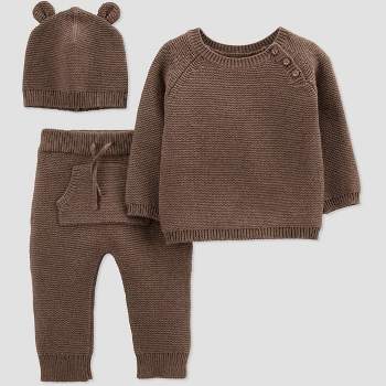 Carter's Just One You®️ Baby 3pc Sweater Top & Bottom Set - Brown