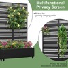Wooakway Black Metal Planter Box with Trellis Raised Garden Bed with Arbor Privacy Screen with Wheels - 4 of 4