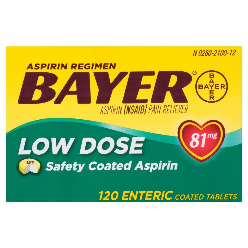Bayer Low Dose Aspirin 81mg Regimen Pain Reliever Coated Tablets (NSAID), 1 of 7