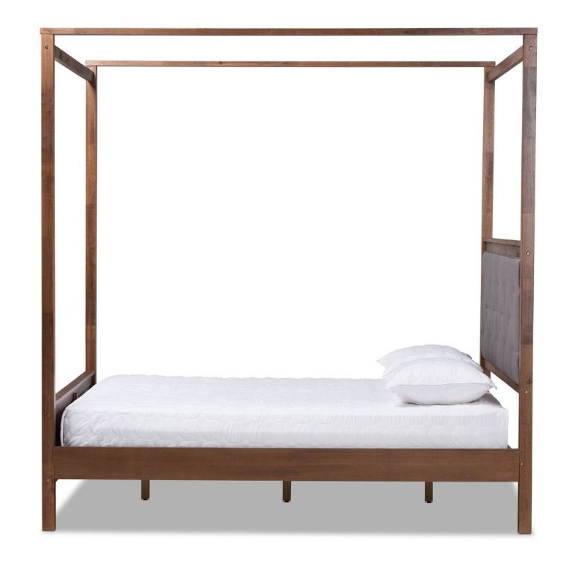 Natasha Fabric Upholstered Wood Platform Canopy Bed Gray/Walnut Brown - Baxton Studio, 4 of 9