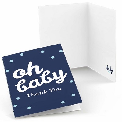 Big Dot of Happiness Hello Little One - Blue and Silver - Boy Baby Shower Thank You Cards (8 count)