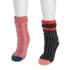 MUK LUKS Women's Color Blocked Sweater Cabin Socks 2 Pair Pack - 2 of 3