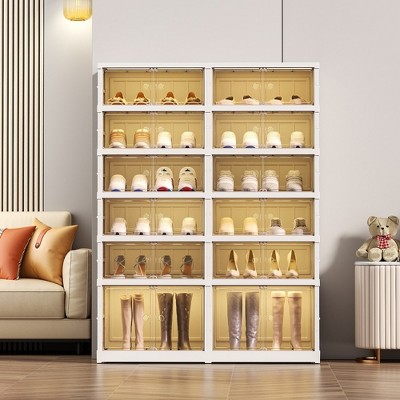 Shoe Storage Cabinet 6 Tiers for 24 Pairs, Portable Shoe Rack Organizer for Entryway Foldable Shoe Boexe, Large Storage Bins