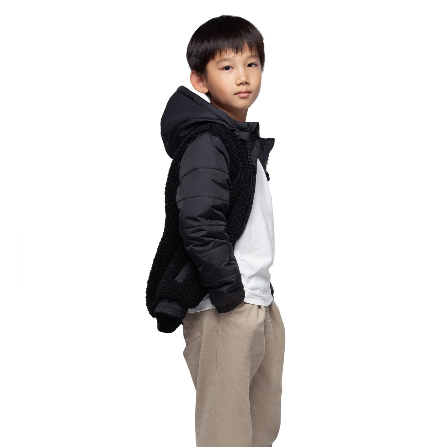 Куртка Rokka&Rolla High Pile Fleece Bomber Jacket-New Black, size 6-7 для мальчиков, цвет: Чёрный — фото 6