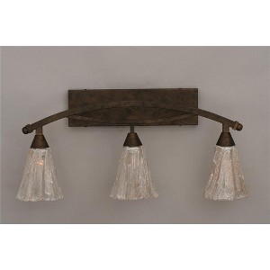 Toltec Lighting Bow 3 - Light Vanity in  Bronze with 5.5" Fluted Italian Ice Shade - 1 of 1