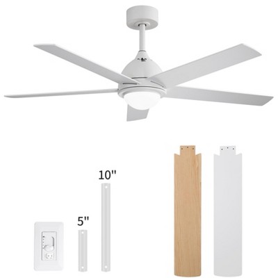 Sofucor 52'' Lighted Ceiling Fan with 5 Two-color Fan Blades White+Yellow