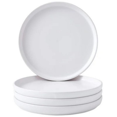 LunaLulinlk Set of 4 Elegant Matte 8" Round Ceramic Restaurant Serving Dinner