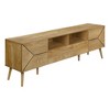 72" Mid-Century Modern TV Stand Console with Storage Drawer, 2 Cabinets, Open Cubbies, Solid Wood Legs, and Cable Management - 4 of 4