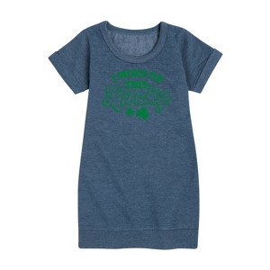 - Instant Message - St. Patrick's Day I Woke Up This Lucky Graphic Short Sleeve Fleece Dress - 1 of 4