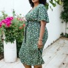 Anna-Kaci Women's Plus Size Green and Pink Flared Tunic Floral Print Dress - 3 of 4