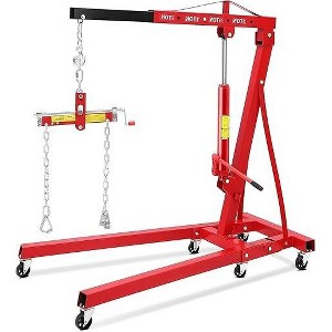 2 Ton Folding Hydraulic Engine Hoist with Leveler, 4400 LBS ，with Telescopic Boom & 6 Casters, for Garage Workshop Warehouse - 1 of 4