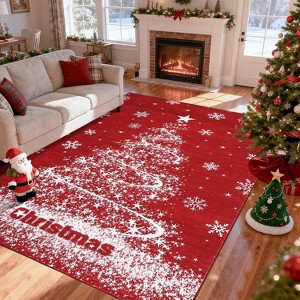 Christmas Area Rugs for Living Room Bedroom Xmas Snowflake Tree Holidays Winter Decorations Rugs Soft Foldable Accent Rug - 1 of 4