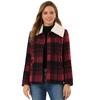 Allegra K Women's Detachable Collar Plaid Check Button Up Pea Coat - 3 of 4