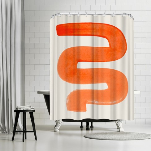 Americanflat Orange Unsure By Ejaaz, 42 X 74 Shower Curtain