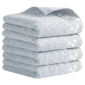 REGALWOVEN 100% Cotton Floral Embroidered Soft Absorbent Decorative Hand Towel 14 x 28 Inch - 1 of 4
