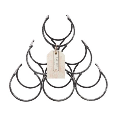 Black Cast Iron Vintage Style Wine Rack, Holds 6 Bottles