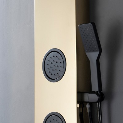 Black Gold Thermostatic Shower Panel with Body Jets