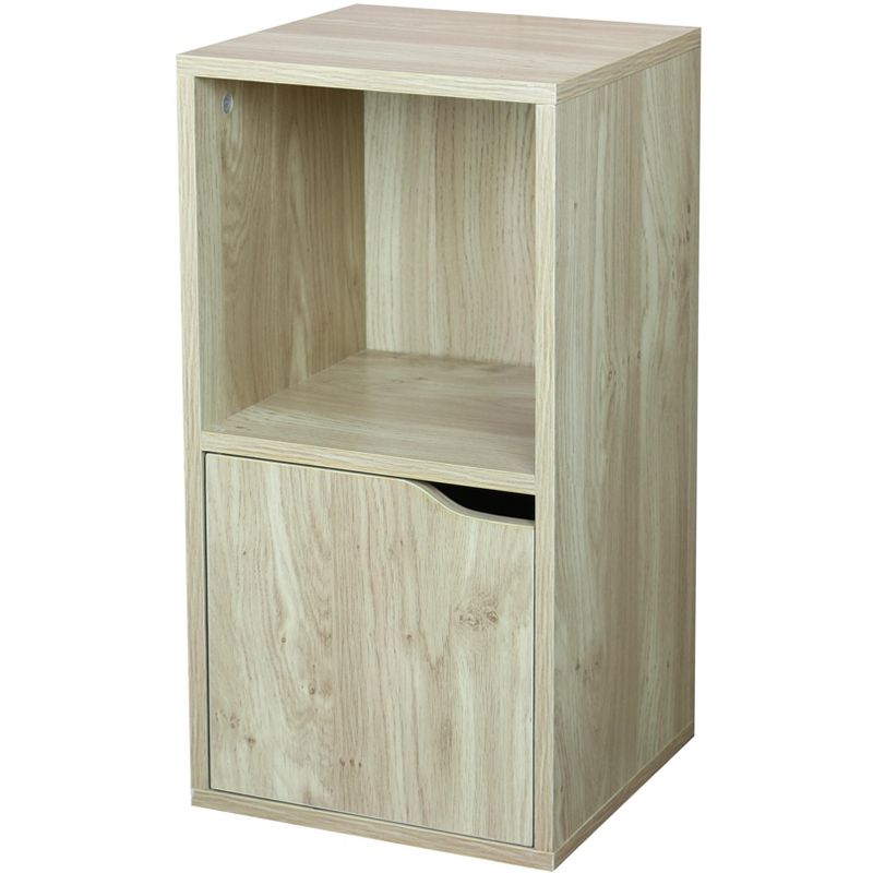 Home Basics 2 Cube Wood Storage Shelf with Doors, Natural, 1 of 3