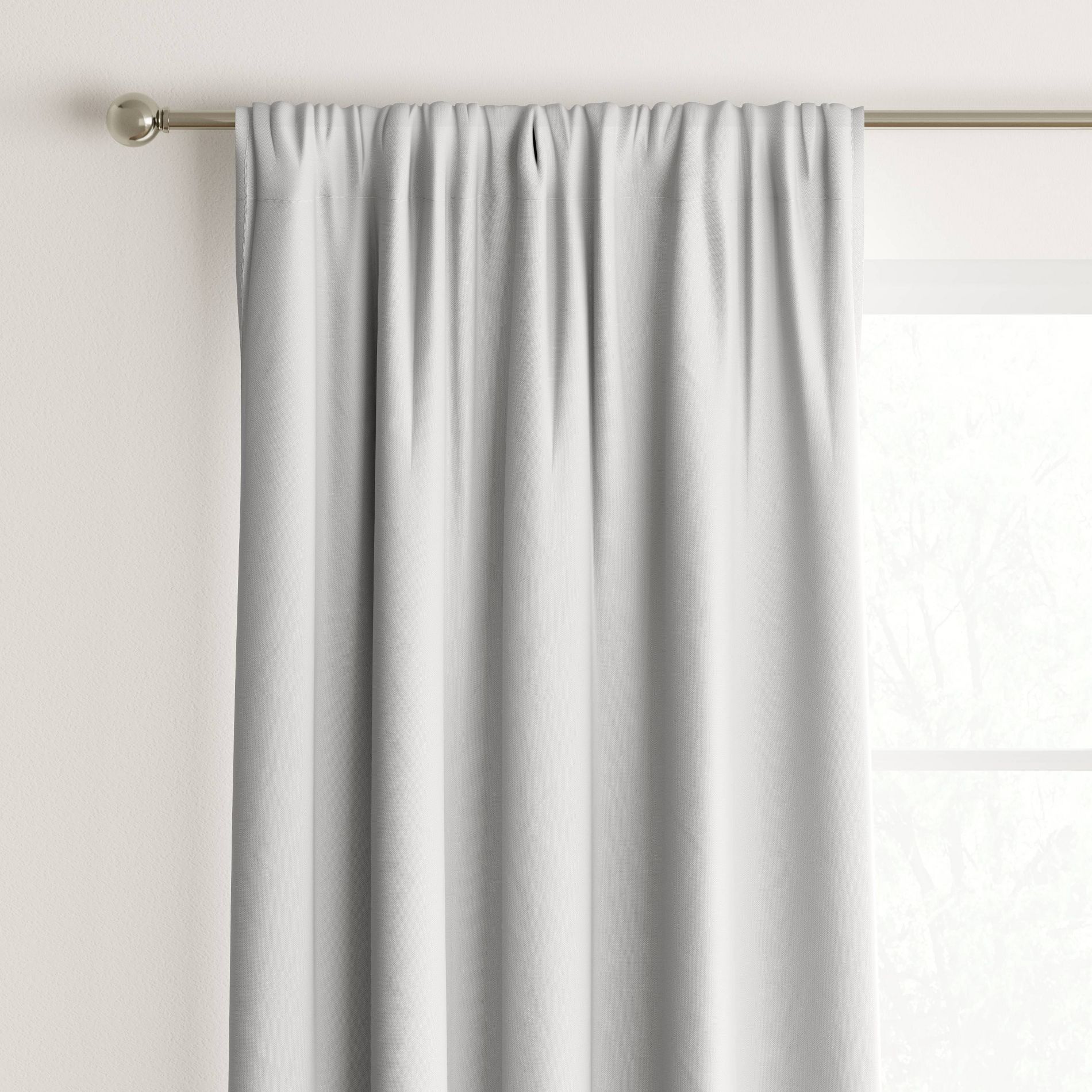 42"x63" Room Darkening Heathered Window Curtain Panel White - Room Essentials™: Noise Reduction, UV Protection, Thermal Insulated