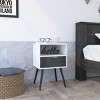 GlasFlength Nightstands Nightstand  Fugaz, Open Shelf, Single Drawer, Smokey Oak / White Finish, Multicolored, 13.78"*15.75"*24.8" - 3 of 4