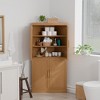 MAYEERTY Modern Solid Wood 4 Doors Corner Storage Cabinet Efficient Storage for Home Cornei Libing Room Beige 2 Piece - 4 of 4