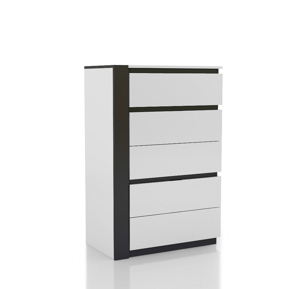 Photos - Dresser / Chests of Drawers Pape Contemporary 5 Drawer Chest White/Metallic Gray - miBasics