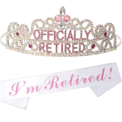 Meant2be Retirement Decoration Party Sash & Crown For Women - Silver ...