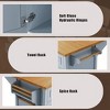 Embossed Texture Kitchen Storage Cart on Wheels, with Drop Leaf, Spice Rack, Towel Rack, Adjustable Shelf, 2 Doors & 5 Drawers, for Kitchen - 4 of 4