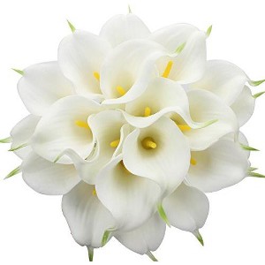 Duovlo 20pcs Calla Lily Bridal Wedding Bouquet Lataex Real Touch Artificial Flower Home Party Decor (White) - 1 of 4