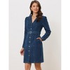 INSPIRE CHIC Women's Winter Long Sleeve Vintage Button Down Denim Shirt Dresses with Belt - 3 of 4