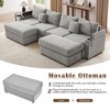 123.2" U-Shaped Sectional Sofas with 2 Movable Ottomans, Hidden Storage Armrests, USB Ports, Cup Holders & Phone Holder - 4 of 4