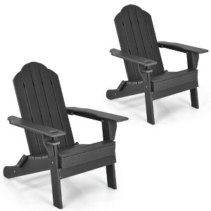 Costway 2PCS Patio Folding Adirondack Chair Weather Resistant Cup Holder Yard - 1 of 4