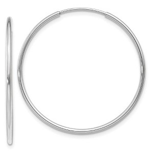 Black Bow Jewelry 1.2mm x 28mm 14k White Gold Polished Endless Tube Hoop Earrings - 1 of 4