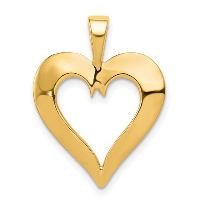 Black Bow Jewelry 14k Yellow Gold Heart Pendant, 18mm
