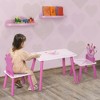 ALEXOUN 3-Piece Kids Wooden Table and Chair Set with Crown Pattern Gift for Girls Toddlers Arts Reading Writing Age 2-4 Years Pink - 4 of 4