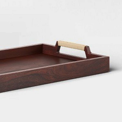 16x24 Rectangular Wood Serving Tray With Metal Handles Brown/copper -  Hearth & Hand™ With Magnolia : Target