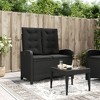 vidaXL Reclining Patio Bench with Cushions Outdoor Furniture Black Poly Rattan - 2 of 4