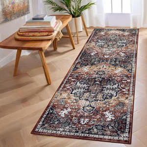Vintage Area Rugs Washable Floral Carpet Non Slip Non Shedding Ultra Thin Floor Cover Foldable Oriental Indoor Mat for Bedroom Living Room - 1 of 4