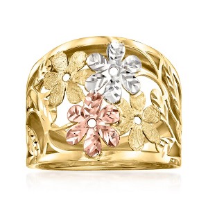 Ross-Simons Italian 14kt Tri-Colored Gold Floral Ring - 1 of 4