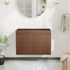 APRILSOUL Bathroom Vanity, Mid-Century Wall Mounted Floating Cabinet with 2 Closing Doors, Wood Grain Texture, Walnut - 4 of 4
