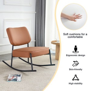 Vynxaria Ergonomic PU Cushioned Rocking Chair with Gold Metal Legs - Stylish Comfort for Any Room - 1 of 4
