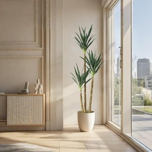 Coucheta Artificial Tree, 5.3Ft/63In Faux Agave Plant, 3 Heads in Plastic Pot Fake Tree £¬for Home Decor Indoor or Outdoor Office - 1 of 4