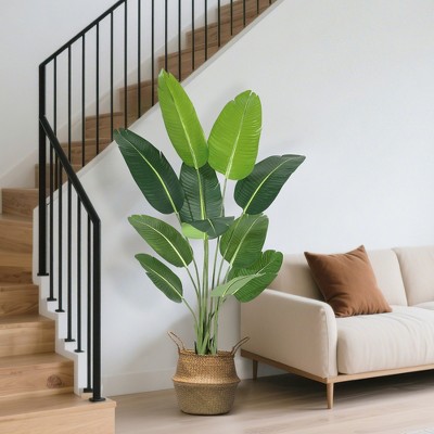 Artificial Bird of Paradise Tree, 5.5 FT Tall Faux Plant, Lifelike Green Fake Tree for Home Office Warehouse Decor Indoor Outdoor