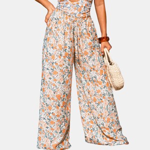 Women's Breezy Floral Wide-Leg Pants for Beach Getaways - Cupshe - 1 of 4
