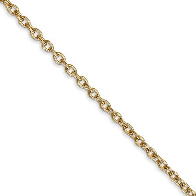 Black Bow Jewelry 2.4mm, 14k Yellow Gold Solid Link Cable Chain Necklace