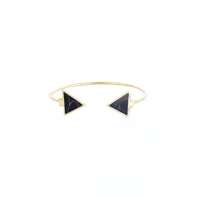 Sanctuary Project Semi Precious Black Howlite Arrow Cuff Bracelet Gold